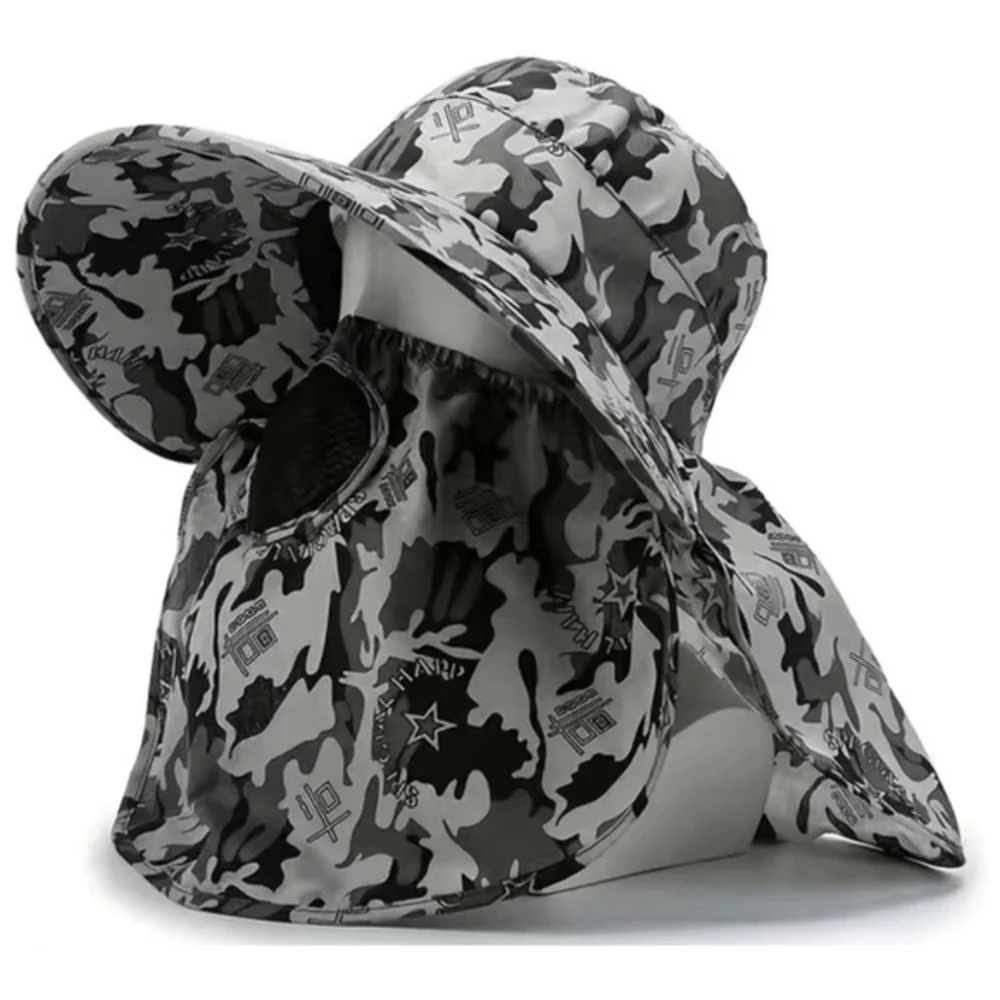 New! Unisex Camo Sun Hat Camouflage Grey Gray